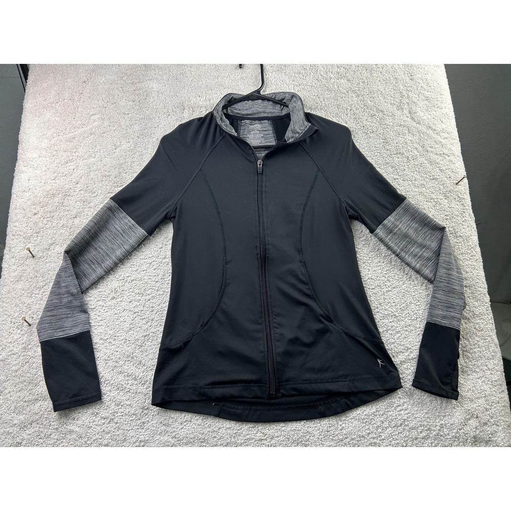 Danskin Now Colorblock Zip Jacket XS Black Heathered Grey Athleisure Gorpcore